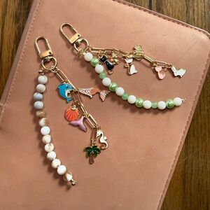 Mermaid Beach and Cat Lover Keychain Bag Charm Set
